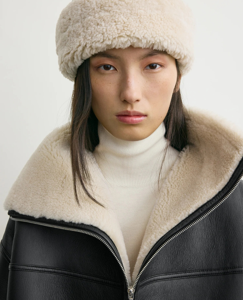 TOTEME  •  Shearling-Trimmed Suede Hat