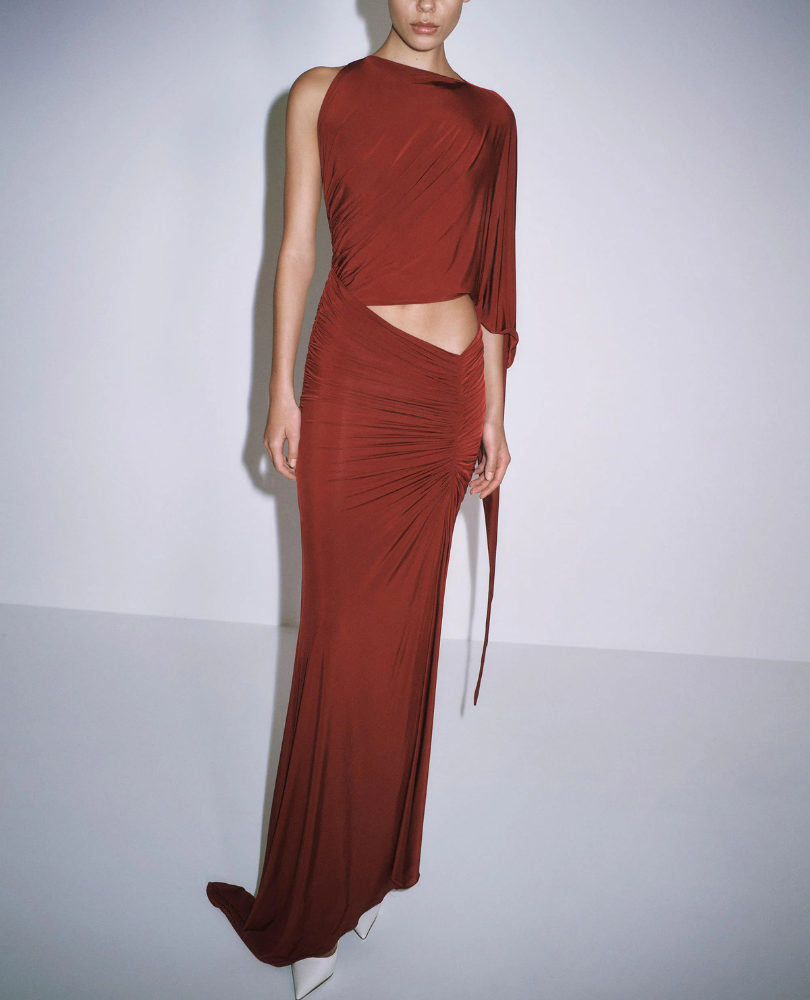 ALEX PERRY  •  One Shoulder Sleeve Gown